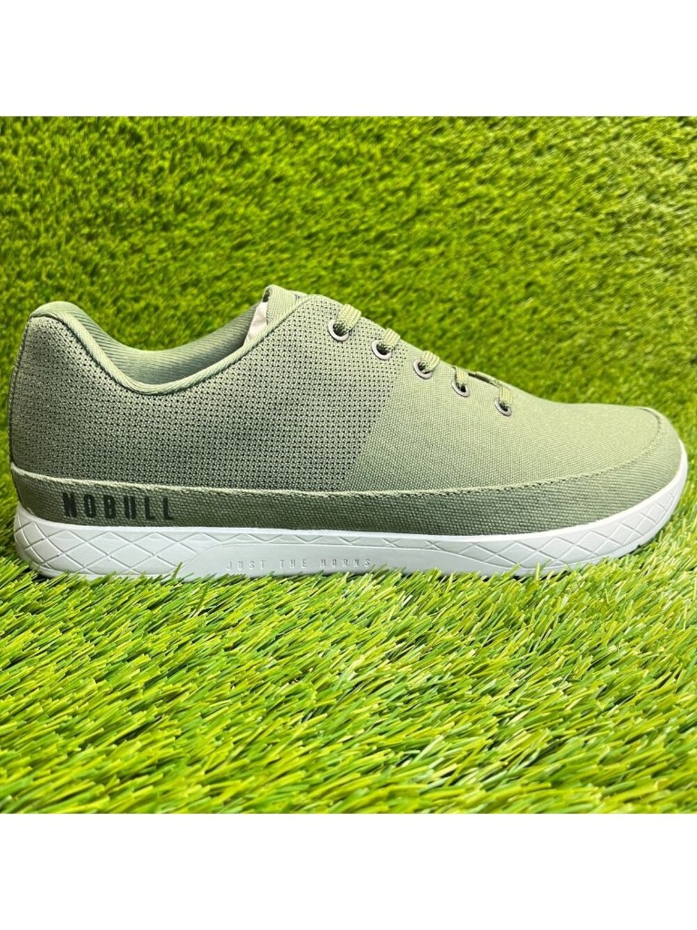 Nobull Canvas Trainer Mens Size 12.5 Green White Athletic Running Shoes Sneakers